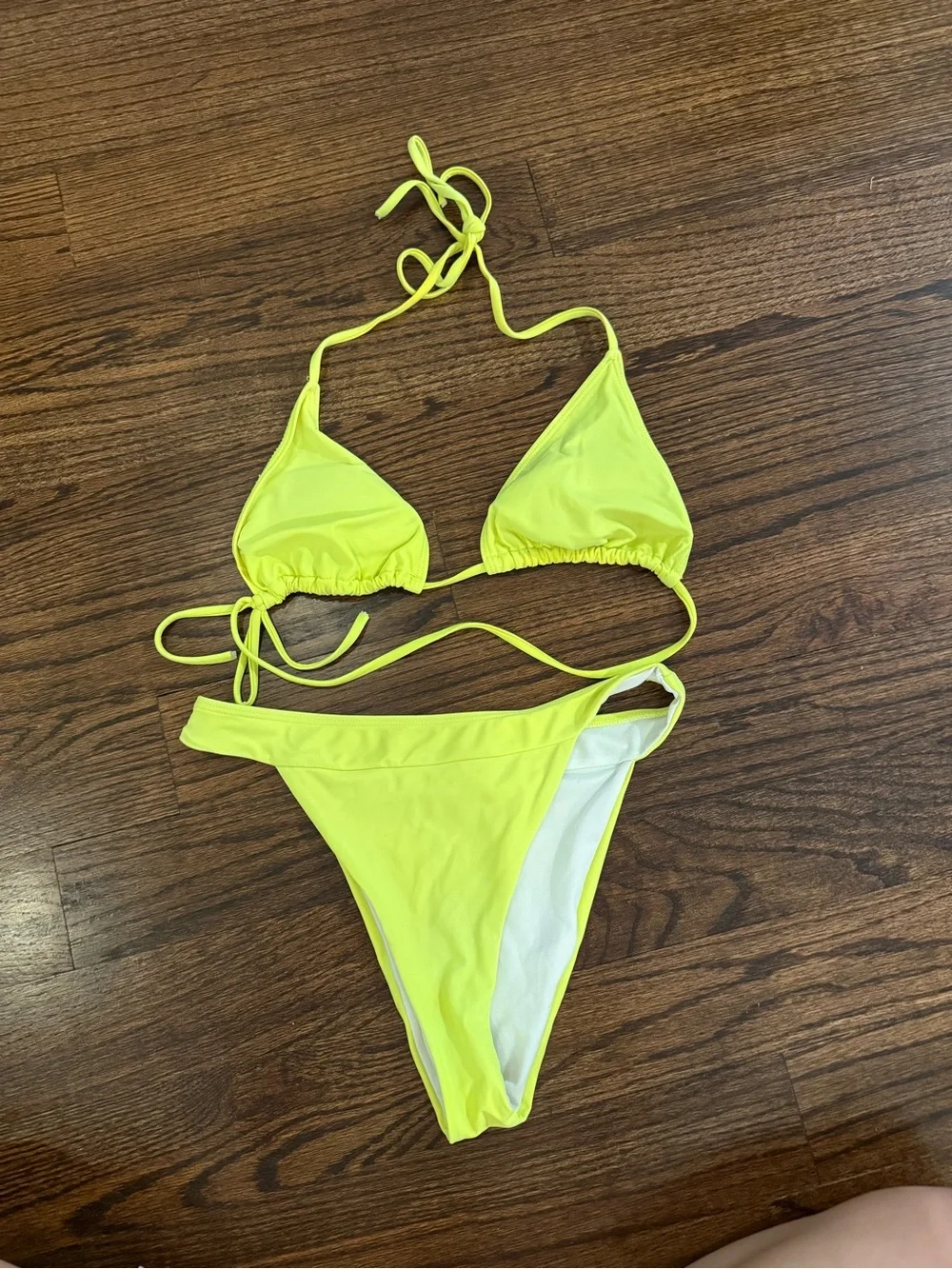 Neon Yellow String Triangle Bikini Set - Picture 1 of 1